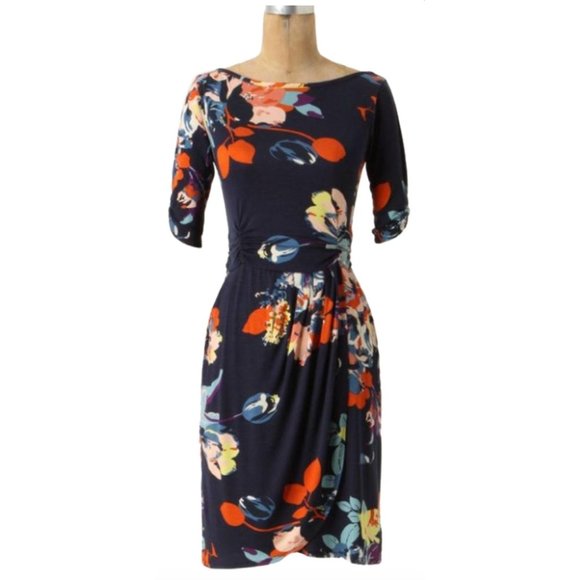 Anthropologie Dresses & Skirts - Anthropologie navy blue floral dress